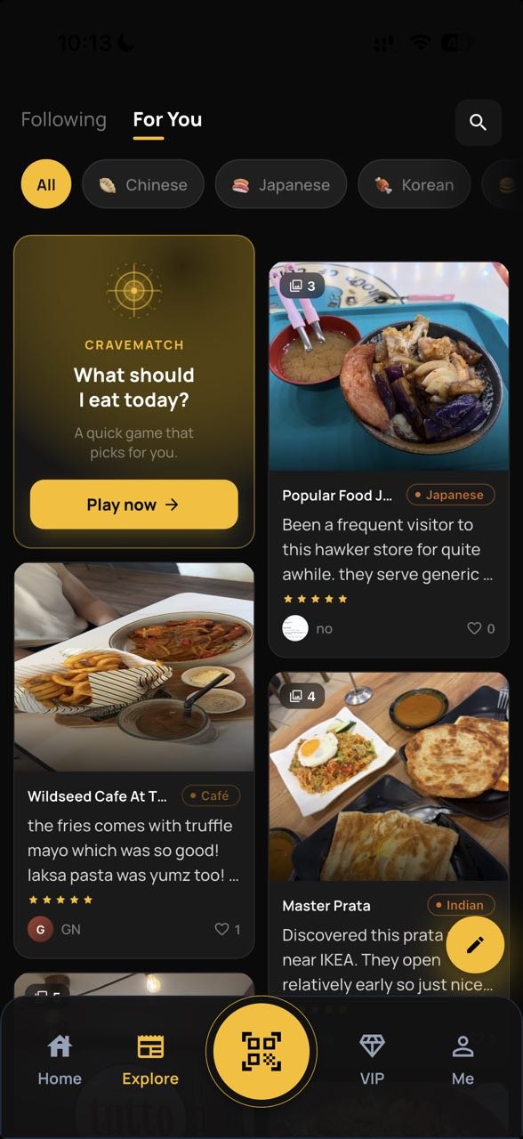 TasteVue food diary screen