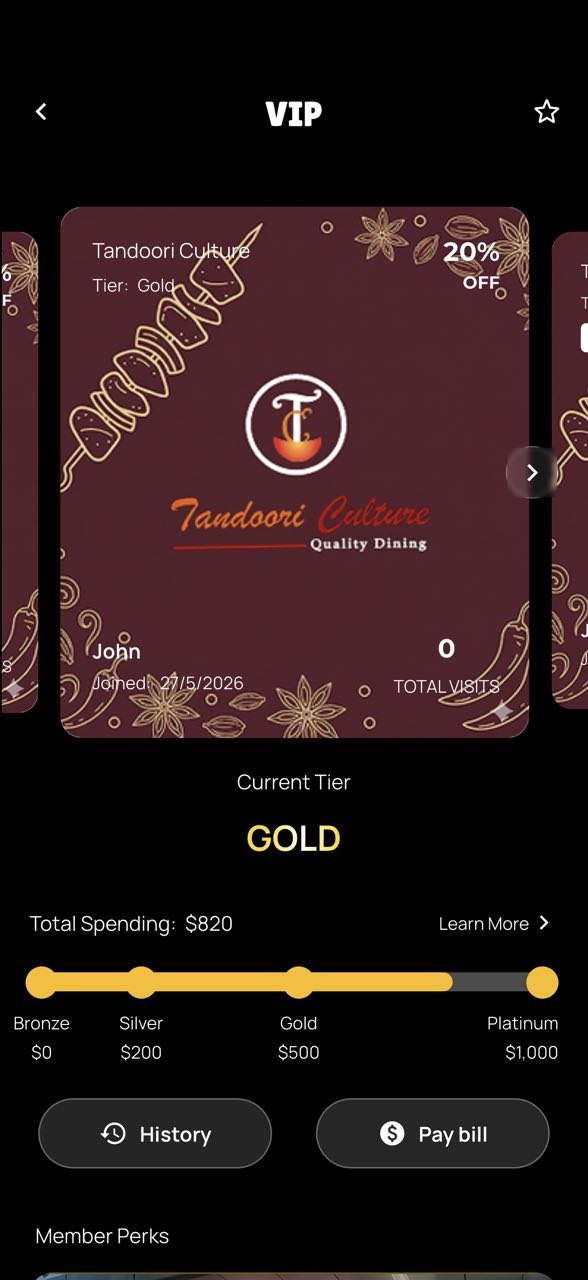 TasteVue loyalty tier screen